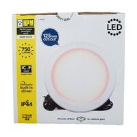 HPM DLI 7W 750lm LED Warm White Dimmable Downlight with Integrated Driver 125mm White