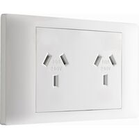 Excel Life - Common plate - Horizontal double powerpoint autoswitch 2 gang 10A 240V a.c. white