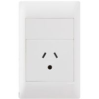 Excel Life - Common plate - Vertical single powerpoint 1 gang 15A 240V a.c. autoswitch white