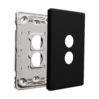 Excel Life EM Series Grid & Plate 2 Gang Black