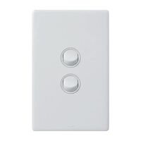 Excel Life 16AX 2 Way Single Pole Double Throw Weatherproof Vertical Rocker Switch 2 Gang Gloss White