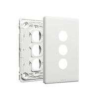 Excel Life EM Series Grid & Plate 3 Gang Matt White