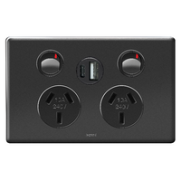 Excel Life 10A Double Powerpoint with Integrated USB Type A+C Chargers Black
