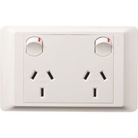 Excel Life - Secure plate - Horizontal double Powerpoint 2 gang 10A 240V a.c. secure plate white