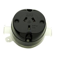 HPM 10A 3 Flat Pins 50mm Mounting Centres Plug Base Black