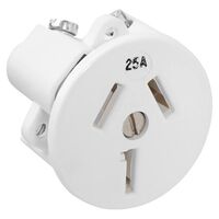 HPM 25A Flush 2.5mm Panel Mounting Plug Base White