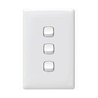 Linea - Vertical rocker switch - Single Pole Double Throw - 3 gang 2 way 240V a.c. white