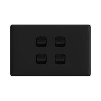 Linea - Horizontal rocker switch - Single Pole Double Throw - 4 gang 2 way 10A 240V a.c. black
