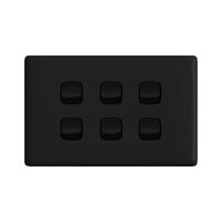 Linea Horizontal rocker switch - Single Pole Double Throw - 6 gang 2 way 10A 240V a.c. black