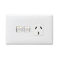 Linea - Horizontal single powerpoint 1 gang 10A 240V a.c. with extra switch white