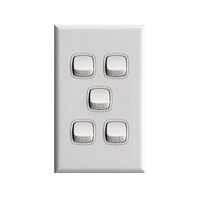 Excel - Vertical rocker switch - Single Pole Double Throw - 5 gang 2 way 10A 240V a.c. gloss white