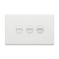 Excel Life 16AX Single Pole Double Throw Horizontal Rocker Switch 3 Gang Matt White