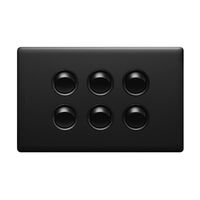 Excel Life 16A Single Pole Double Throw Horizontal Rocker Switch 6 Gang Matt Black