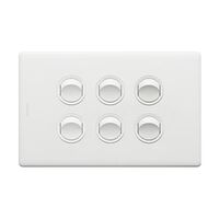 Excel Life 16A Single Pole Double Throw Horizontal Rocker Switch 6 Gang Matt White