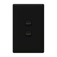 Linea - Vertical rocker switch - Single Pole Double Throw - 2 gang 2 way 240V a.c. black