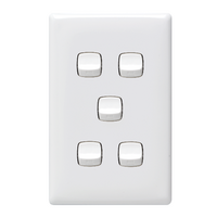 Linea - Vertical rocker switch - Single Pole Double Throw - 5 gang 2 way 240V a.c. white