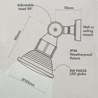 HPM Jenta 8W 800lm LED Single Floodlight