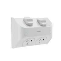 AQUA Life 10A IP53 Weatherproof Shallow Mount Double Powerpoint Limestone Grey