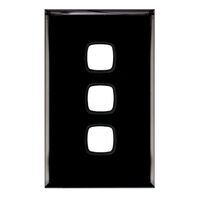 EXCEL - 3 Gang Switch Coverplate Only - Black