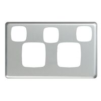 Excel - Double powerpoint coverplate with extra switch matt silver