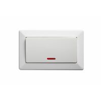Como - Horizontal Single Pole Double Throw - rocker Switch large 1 gang 10A 240V a.c. with neon white
