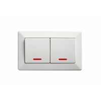 Como - Horizontal Single Pole Double Throw - rocker Switch 2 gang 10A 240V a.c. with neon white