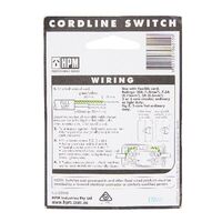 HPM Excel 10A 3 Core or Figure-8 Wiring Cordline Switch Black