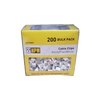 HPM Flat Type Cable Clips 5mm White - 200 Pack