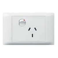 Excel Life - Secure plate - Horizontal single Powerpoint 1 gang 10A 240V a.c. secure plate white