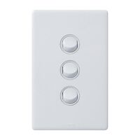 Excel Life 16AX 2 Way Single Pole Double Throw Vertical Rocker Switch 3 Gang Gloss White