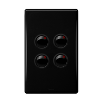 Excel Life 16AX 2 Way Single Pole Double Throw Vertical Rocker Switch 4 Gang Black