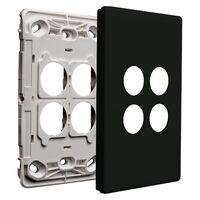 Excel Life EM Series Grid & Plate 4 Gang Black