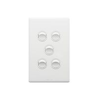 Excel Life 16A 2 Way Single Pole Double Throw Vertical Rocker Switch 5 Gang Matt White