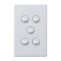 Excel Life 16A 2 Way Single Pole Double Throw Vertical Rocker Switch 5 Gang Gloss White