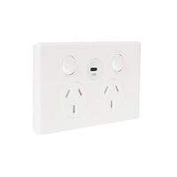 Excel Life 10A Double Powerpoint with  60W USB Type C Charger Gloss White