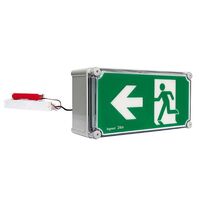 Galaxy Freezer Weatherproof LED Exit Sign with Remote Gear 24m - Single Sided Running Man LEFT