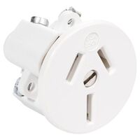 HPM 20A Flush 2.5mm Panel Mounting Plug Base White