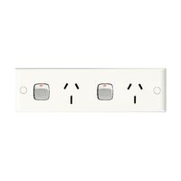 HPM Standard 15A Double Power Point with Narrow Plate White