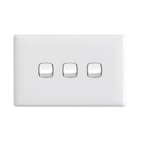 Linea - Horizontal rocker switch - Single Pole Double Throw - 3 gang 2 way 10A 240V a.c. white