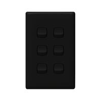 Linea - Vertical rocker switch - Single Pole Double Throw - 6 gang 2 way 240V a.c. black