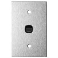 Architectural metal - Vertical rocker switch Single Pole Double Throw - 1 gang 2 way 10A 240V a.c. black stainless steel plate
