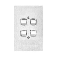 Architectural metal - Vertical rocker switch Single Pole Double Throw - 4 gang 2 way 10A 240V a.c. white stainless steel plate