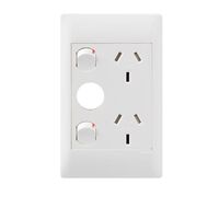 Excel Life - Common plate - Vertical double powerpoint 2 gang 10A 240V a.c. with extra hole white