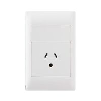 Excel Life - Common plate - Vertical single powerpoint 1 gang 10A 240V a.c. autoswitch with round earth white