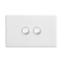Excel Life Single Pole Double Throw Horizontal Rocker Switch 2 Gang Gloss White