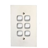 Architectural metal - Grid & stainless steel plate 6 gang white