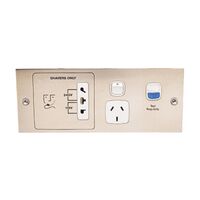 Architectural metal - Horizontal single powerpoint with shaver outlet 1 gang with shaver outlet 10A 240V a.c. with RCD 30mA white