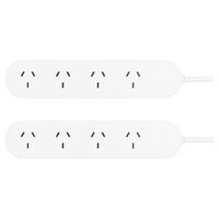 HPM Standard 4 Outlet Powerboard White - Twin Pack
