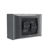 AQUA Life 16A IP66 Weatherproof Surface Mount 2 Gang Switch Cement Grey