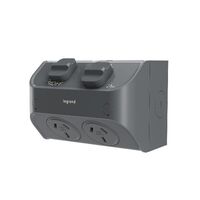 AQUA Life 10A IP53 Weatherproof Surface Mount Double Powerpoint with 2 Terminal Sets Cement Grey